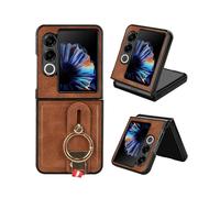 (Brown,Multicolor)For ZTE nubia Flip2 5G A404ZT Case Wristband Kickstand Leather + PC + TPU Phone Cover with Bottle Op