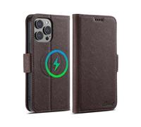 (Brown, Multicolor) SUTENI J08 For iPhone 14 Pro Max Case Compatible with MagSafe Cross Texture Leather Wallet Phone Cov