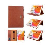 (Brown) Multiple Viewing Foldable Stand Leather Wallet Tablet Case for iPad 10.2 (2021)/(2020)/(2019)/Pro 10.5-inch (2017)/Air 10.5 inch (2019)