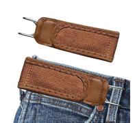 Brown No Buckle Elastic Belts Portable Adjustable Waist Strap Woven Fabric Invisible Casual Belt With Stainless Steel Hook For Outdoor Daily Wear Comfortable Flexible Design 2 Pieces 16x6x1cm