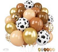 Brown Nude Gold West Cowboy Balloons 12 Inch Latex Balloons With Cow And Cloud Print For Baby Shower Decorations Baby Shower Decorations Boys And Girls 30Pcs