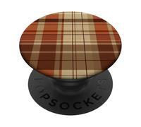 Brown Orange Plaid Pattern Accessories Fall Collection PopSockets PopGrip Adhésif
