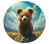 Brown Ours 1000 Pièces Puzzle Rond Animaux Das Tier Adultes Et Enfants Bricolage Classiques Parfait Encastrement Qualité Supérieure Impossible' Difficile Entertainment(67.5x67.5cm)