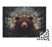 Brown Ours Puzzles 1000 Pièces Cadeau Unique Forêt enchantée Jeu Éducatif Challenge Toy À De Qualité Supérieure Peinture Art pour Adultes Et Enfants À Partir De 12 Ans 1000pcs (75x50cm)