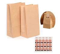 Brown Paper Bags, 45 Pcs Kraft Paper Gift Bags + 45 Handmade Stickers Packaging Biscuit Candy Food Cookie Bread Seen Snacks Baking Takeaway Popcorn Treat Bag
