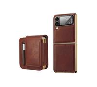 (Brown)Retro Thinking Series PC Shockproof Phone Case with Bag For Samsung Galaxy Z Flip4
