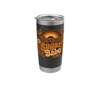 Brown Sugar Babe Boho Floral Papillon Mélanine Gobelet isotherme en acier inoxydable double paroi