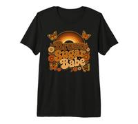Brown Sugar Babe Boho Floral Papillon Mélanine T-Shirt Haut de Gamme