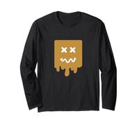 Brown X-Eyes Wavy Block Face Brown Graphic Manche Longue