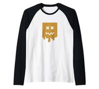 Brown X-Eyes Wavy Block Face Brown Graphic Manche Raglan