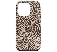Brown Zebra Stripes Exotic Animal Pattern Coque pour iPhone 13 Pro