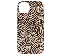 Brown Zebra Stripes Exotic Animal Pattern Coque pour iPhone 14 Plus