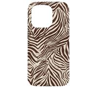 Brown Zebra Stripes Exotic Animal Pattern Coque pour iPhone 15 Pro