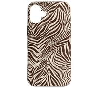Brown Zebra Stripes Exotic Animal Pattern Coque pour iPhone 16 Plus