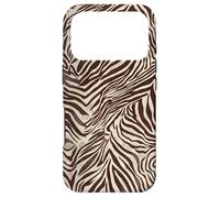 Brown Zebra Stripes Exotic Animal Pattern Coque pour iPhone 17 Pro