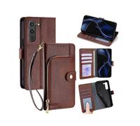 (Brown)Zipper Bag Leather Phone Case For Fujitsu Arrows Alpha F-51F