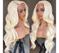 BrownBomb Perruque blonde avec dentelle frontale - Cheveux naturels pré-teintés - Blond 613 - Sans colle - 33 x 12,7 x 2,5 cm - Pour femme