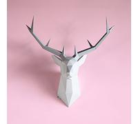 Brownfolds Diy Trophée De Mur De Papier; Origami Cerf Art De Décor De Mur Pièce De Tête; Prédécoupée Et A Reçu Des Modèles De Papier |blanc|