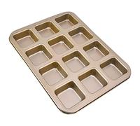 Brownie Pan, Mini-Pain à Pain carré Poêle à Muffins avec Revêtement sans Bâton 12 cavité en Acier au Carbone pour les Plats de Famille, thé de l'après-midi, Desserts de Banquet (Extra épais