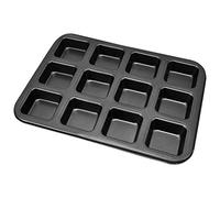 Brownie Pan, Mini-Pain à Pain carré Poêle à Muffins avec Revêtement sans Bâton 12 cavité en Acier au Carbone pour les Plats de Famille, thé de l'après-midi, Desserts de Banquet (Plateau de