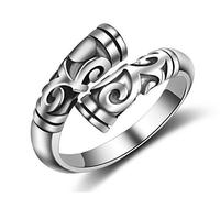BROWOL Mode Bagues Argent Fin 925 Monkey King Bar Hypoallergénique Réglable Lovers Bagues Anneau