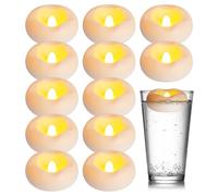 Broyal Lot de 12 Bougies LED Flottantes Sans Flamme étanches,Bougie Flottante Blanche,Alimentées par Piles,pour Mariage,Maison,Baignoire,Piscine,Extérieur