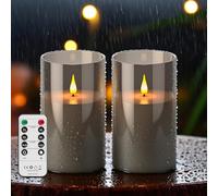 Broyal Lot de 2 Bougie Extérieure étanche,Bougies Sans Flamme avec télécommande et minuterie,17.5x10 cm,Grandes Bougies LED pour Jardin, Camping,Terrasse,Piscine