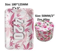 Broyeur À Fumée En Métal Avec Kit En Alliage De Zinc,Moulin À Tabac À 4 Couches,Roulement En Métal,Accessoires Pour Herbes,50mm,18x12,5 Cm - Type Rose 50mm