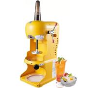 Broyeur à glace commercial 350W - Machine électrique à neige et raboteuse à double lame en acier inoxydable, interrupteur de sécurité pour restaurants, bars, usage familial (jaune)