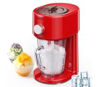 Broyeur à glace électrique, Broyeur à Glace, 3 Modes de Fonctionnement pour Glace Grossière et Fine, Lames en Acier Inoxydable, Verrou de Sécurité, Rouge