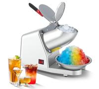 Broyeur à Glace Électrique Capacité de 85 kg/h, Machine à Glace Pilée à 2 Lames, en Acier Inoxydable,2200 TR/Min, pour boissons froides, milkshakes, pour Bars, Restaurants, Supermarchés, Argenté
