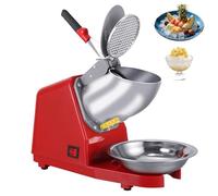Broyeur À Glace Électrique, Machine À Cônes de Neige Commerciale avec Doubles Lames, 2 Réglages de Grossièreté Réglables, Protection À Double Couverture, Petit Disjoncteur de Smoothie pour Bars, red