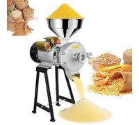 Broyeur à grains électrique 3000 W pour mouture sèche et humide avec réglage fin ; moulin à maïs, idéal pour farine, riz, aliments pour animaux, café en poudre