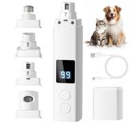 Broyeur à ongles professionnel à 4 vitesses pour chien, électrique rechargeable avec lumières UV et interactives, broyeur à ongles rechargeable et silencieux pour tous les types de chiens et chats