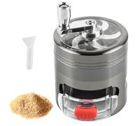 Broyeur à pollen - 4 pièces - Diamètre : 63 mm - Avec manivelle - Avec tiroir - En alliage de zinc - Avec grattoir à pollen et couvercle magnétique - Pour épices, herbes, herbes