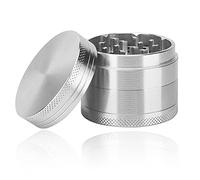 Broyeur à pollen en alliage de zinc pour épices, herbes, épices, café, 4 pièces avec grattoir à pollen, argenté