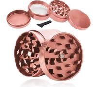 Broyeur à pollen en alliage de zinc pour épices, herbes, épices, café, 4 pièces avec grattoir à pollen, or rose