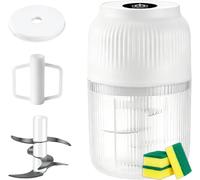 Broyeur d ail Electrique,Mini Hachoir Sans fil Rechargeable USB à - Adapté pour ail, Purée Bébé, Noix, Gingembre, Piment et Oignon (6, White)