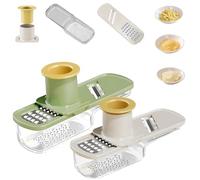 Broyeur d'ail multifonctionnel,Mini trancheuse l'ail,Râpe à ail et gingembre 3 en 1 avec récipient,Coupe-légumes hachoir nourriture poignée sécurité antidérapante pour Gadgets cuisine-C||2pcs