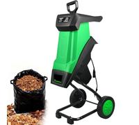 Broyeur de branches électrique 2400 W, roues portables, broyeur de branches de feuilles de jardin avec collecteur de 50 L et sac de débris, capacité de coupe de 40 mm, pour compostage et déchets de