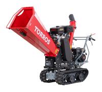 Broyeur de branches sur chenilles ø120mm 15CH 420cc essence démarrage électrique + brouette à moteur à chenilles plateau 300kg 6,5CH