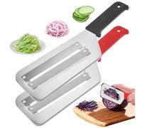 Broyeur de chou 2 PCS Lame en acier inoxydable Trancheuse de chou Déchiqueteuse Trancheuse de chou antidérapante Chou double couche râpé pour légumes et fruits Trancheuse de chou noir et rouge Hachoir