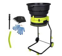 Broyeur De Feuilles 2500W Avec Roues Et Sac, Déchiqueteuse Électrique 8000RPM Sécurisée Sans Lame, Composteur Compact Idéal Pour Recycler Les Déchets De Jardin(Powercordx50m)