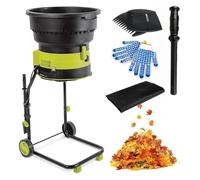 Broyeur de feuilles，Broyeur de végétaux， Broyeur de feuilles électrique, broyeur de compost, broyeur de feuilles de jardin avec roues et sac de rangement, broyeur électrique