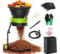 Broyeur de feuilles électrique 2500 W avec trémie d'alimentation de 54 cm et roues pour usage domestique et agricole