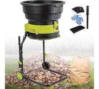 Broyeur de feuilles électrique, 2500 W, broyeur de compost de jardin, broyeur de 8000 tr/min avec entonnoir de 54 cm pour déchiquetage de bois et débris de jardin