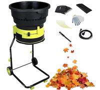 Broyeur de feuilles électrique 2500 W sans lame pour un rapport de réduction de 17:1, broyeur de jardin avec roues et sac de collecte pour feuilles, herbe et coupures