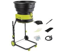 Broyeur de feuilles électrique 2500 W sur roulettes avec sac de rangement, taille de coupe réglable pour le nettoyage des déchets de jardin