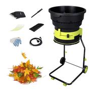 Broyeur de feuilles électrique avec trémie d'alimentation amovible et roues pour le compostage de jardin et le nettoyage de la cour