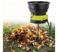 Broyeur de feuilles électrique, broyeur de compost électrique, broyeur de feuilles de jardin 2500 W avec roues et sac de rangement, broyeur électrique 8000 tr/min, pour le nettoyage 20mxpowercord